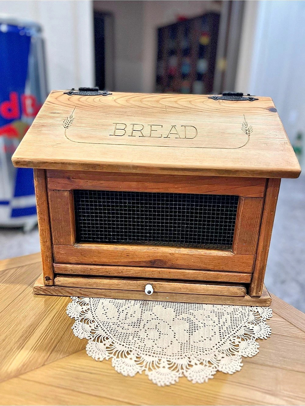 Vintage La Fond Wooden Bread Box Brown